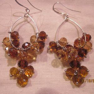 Caramel Crystal Double-Drop Chandelier Earrings